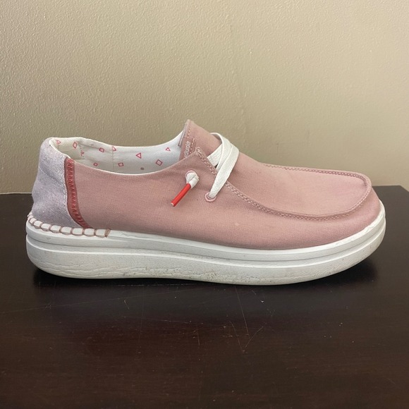 Hey Dude Wendy Rise Chambray Pink Platform Loafers Women Size 8 121945031 - Picture 3 of 8